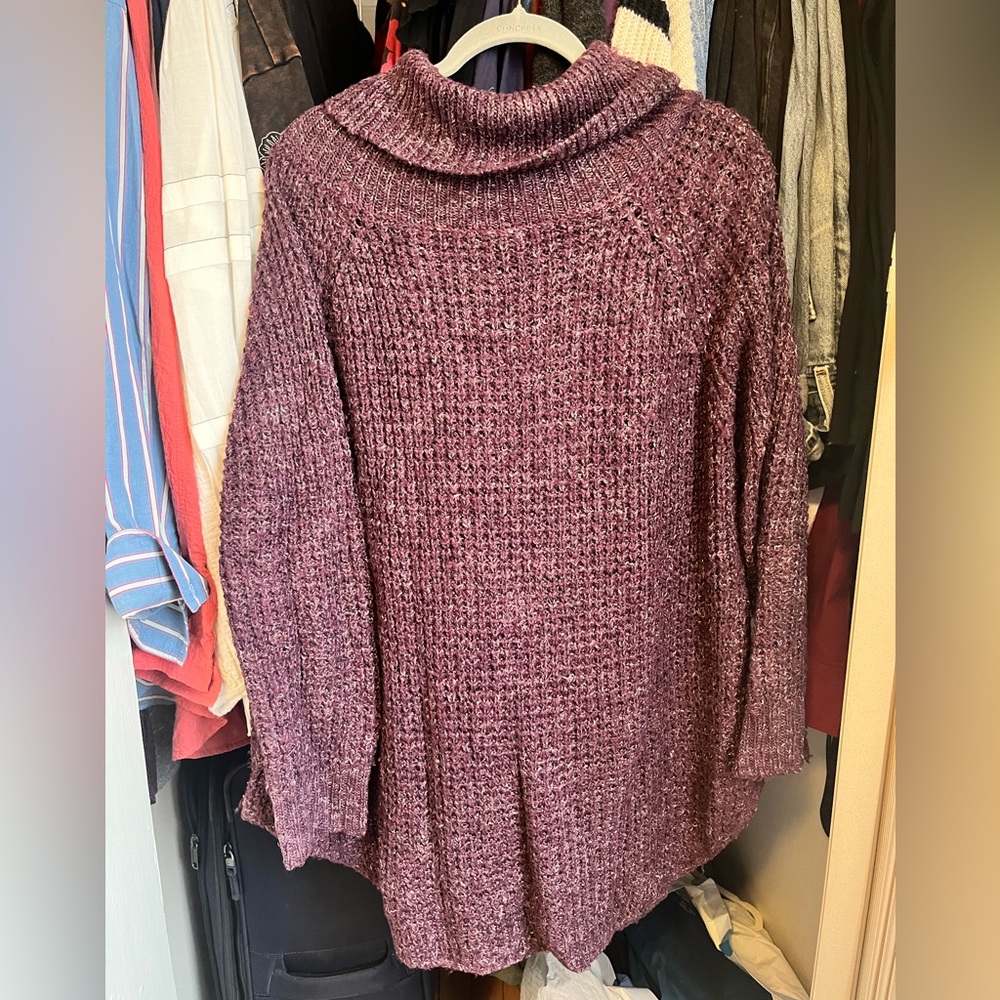 Free People Plum Knit Turtleneck Sweater